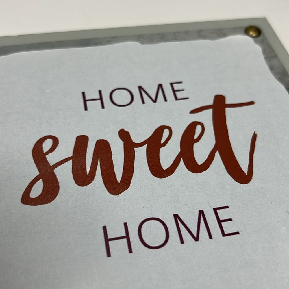 Home Sweet Home Decor Wood & Metal Shelf Table Standing Word Sign Brown White - Picture 7 of 8